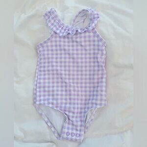 💜 Purple plaid girl Baby swimsuit 12m